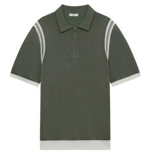Reiss Barton Zip Piqué Polo NWT